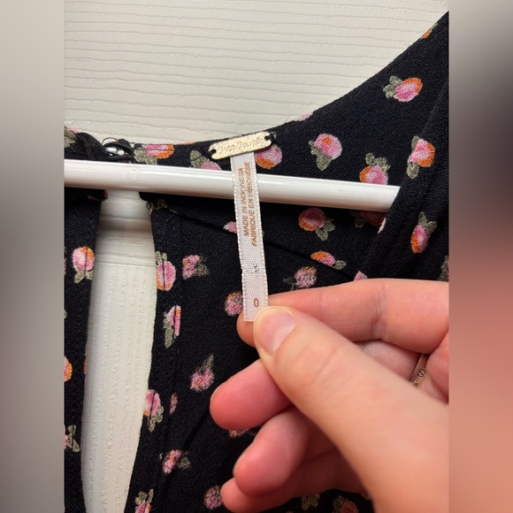 Free People Mia Black & Pink Rose Jumpsuit - Picture 5 of 11